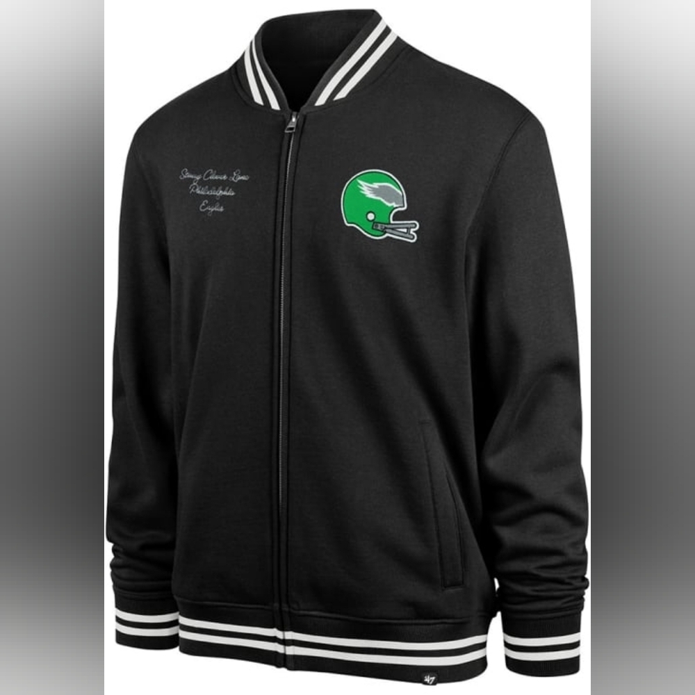 47 Philly Eagles Womens Black Stoney Clover Long Sleeve Track Jacket Sz Xl Nwt